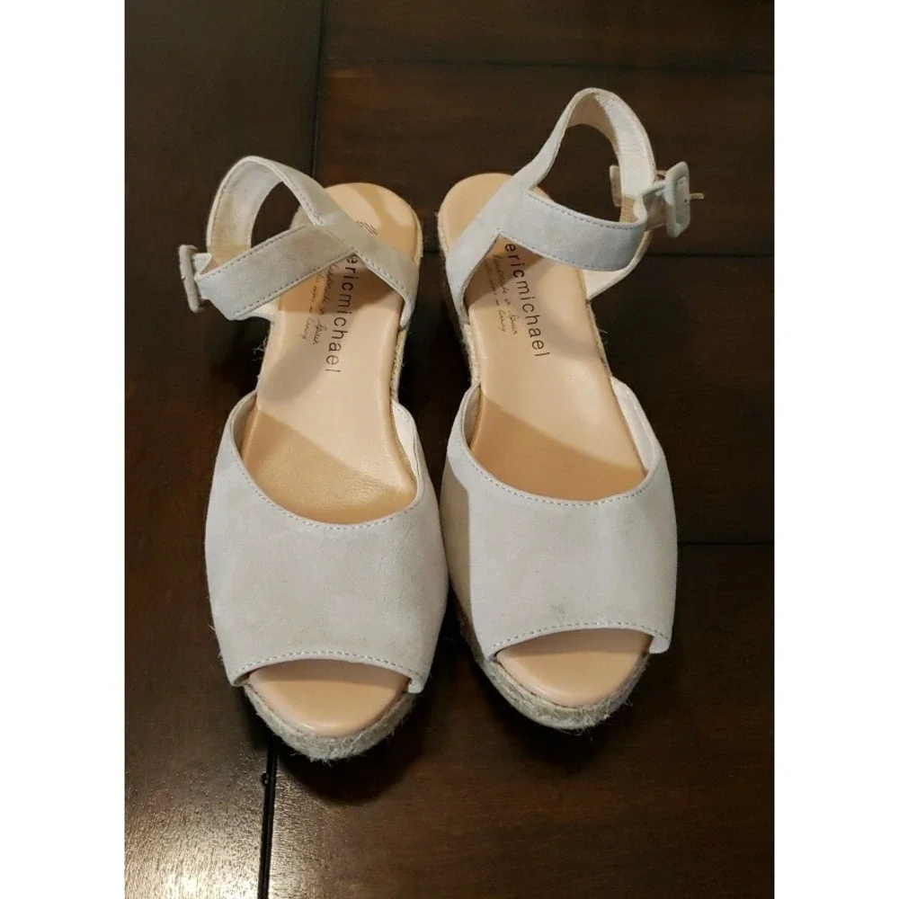 Eric Michael Shannon Suede Wedge Espandrille Sandals Size 40 US 9- 9 1/2